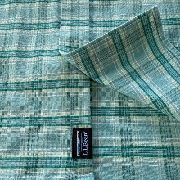 LL Bean Blue Plaid L/S Comfort Stretch Oxford Button Down Shirt 510031 Men's XLT - Picture 6 of 8